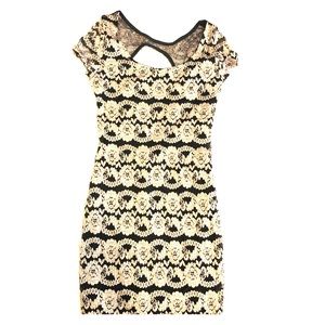 Mini gold and black dress